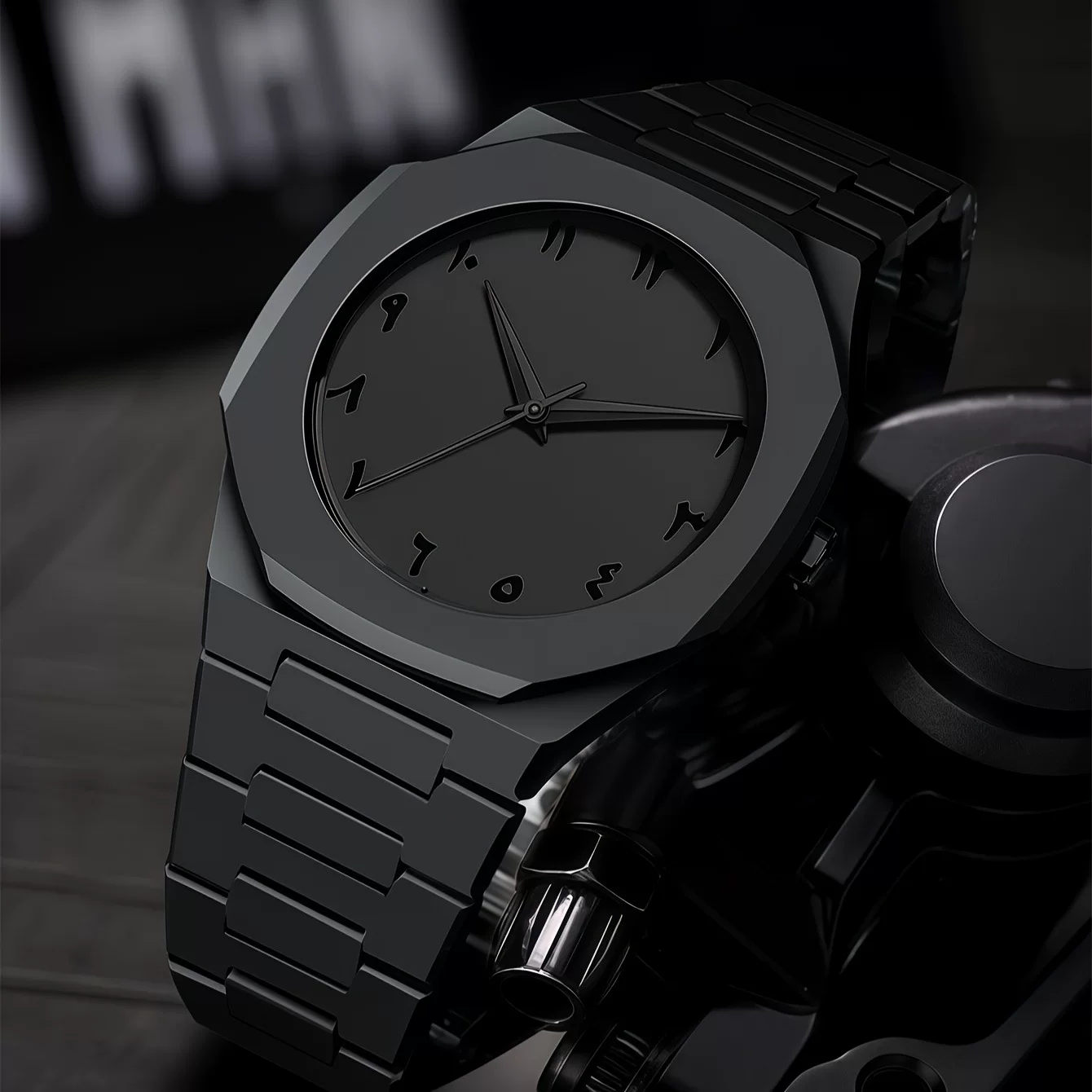 Premium Black Arabic Aura Watch for Men